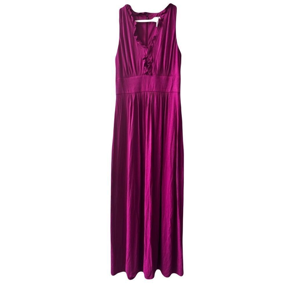 London Times Ruffled V-Neck Maxi Dress Size Small
